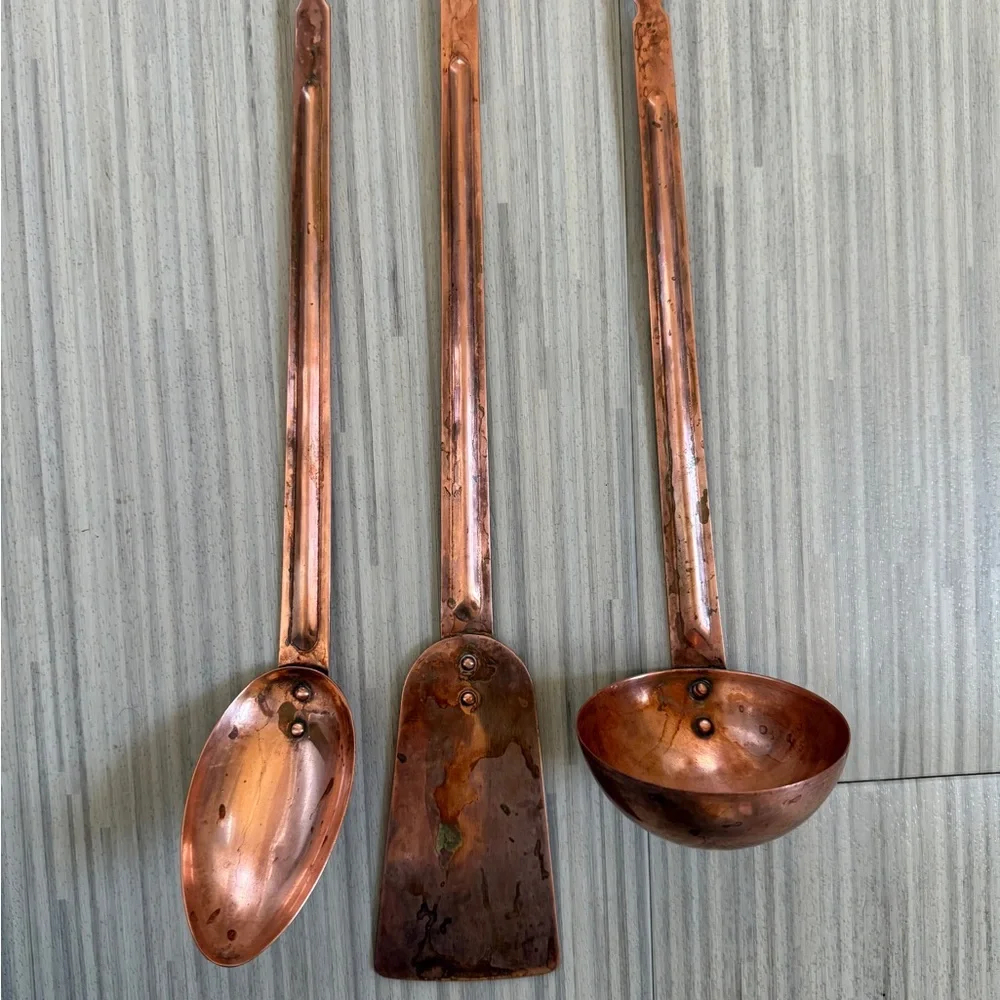 Copper Kitchen Utensil Set - Copper Spoon, Spatula & Ladle - Picture 1 of 2